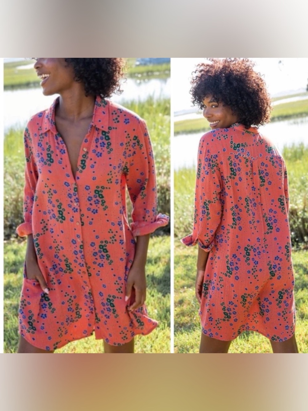 Natural Life Georgia Dress Floral Flowers Pockets Size Medium